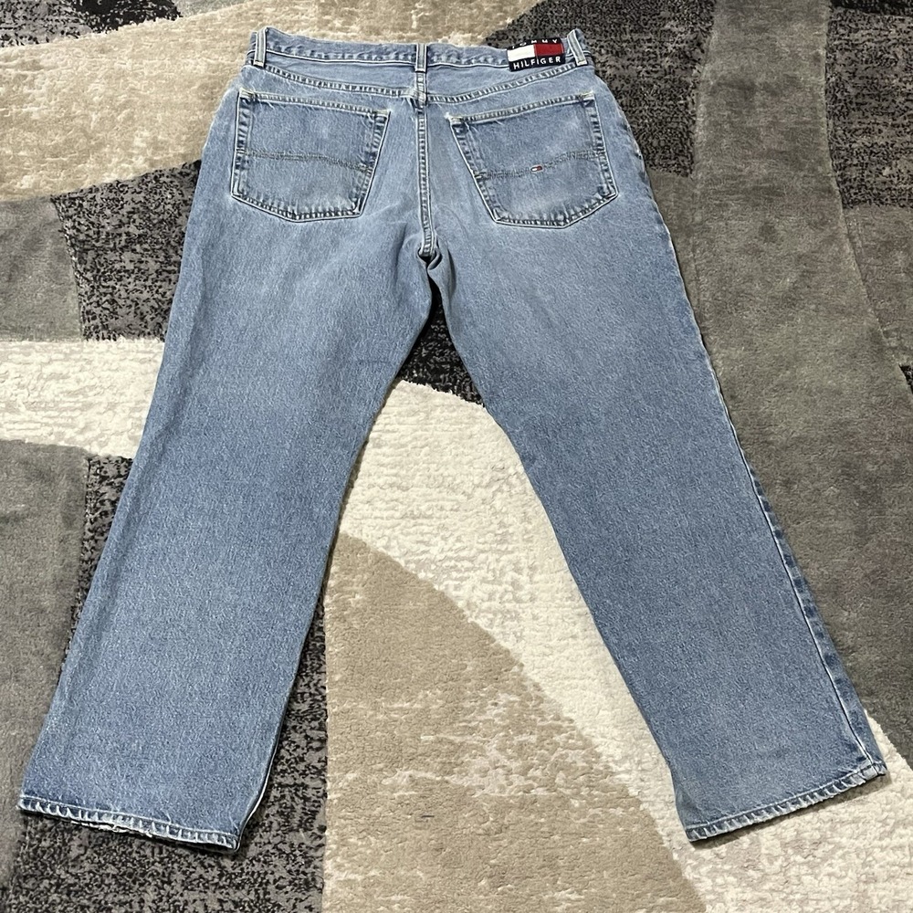Tommy Hilfiger Baggy Jeans Men 34x30 Blue Denim Skater Wide Leg Grunge Rap VTG - Picture 2 of 15